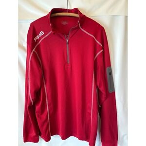 PING Size XLarge Mens 1/2 Zip Oxblood Performance Windshirt Jacket Wicking Red